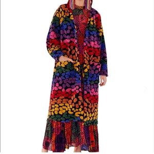 NWT FARM Rio Rainbow Leopards Fleece Duster Cardigan Size XL